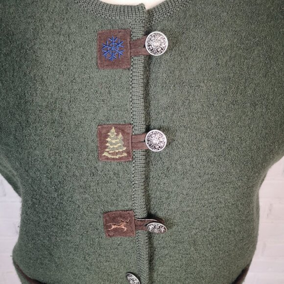 Jessica Sport Ladies Size Medium Vintage Made in Hong Kong Green Wool Vest - Picture 4 of 7